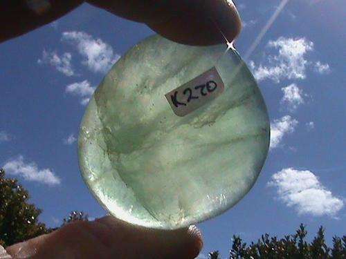 GREEN FLUORITE GALET.  GOOD GRADE.