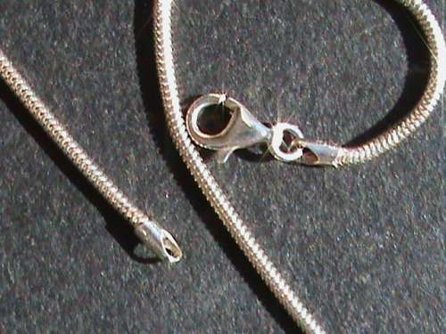 SOLID STERLING SILVER SNAKE CHAIN .  42 CM LONG.   1.9 MM THICK