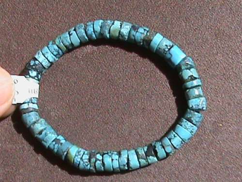 NATURAL TURQUOISE GEMSTONE  BRACELET ... STRUNG ON ELASTIC