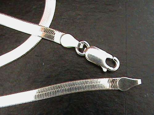 40 CM LONG SOLID STERLING SILVER CHAIN.  FLAT LINK, AND  SHINY