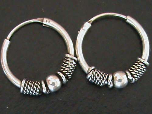 BALI TYPE SLEEPER EARRINGS.   SOLID STERLING SILVER