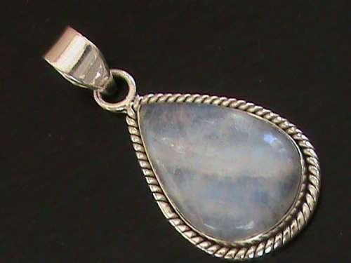 LARGE RAINBOW MOONSTONE PENDANT.  SOLID STERLING SILVER