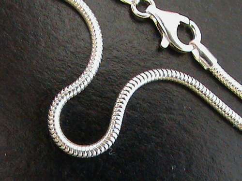 SOLID STERLING SILVER SNAKE CHAIN.   42 CM LONG.