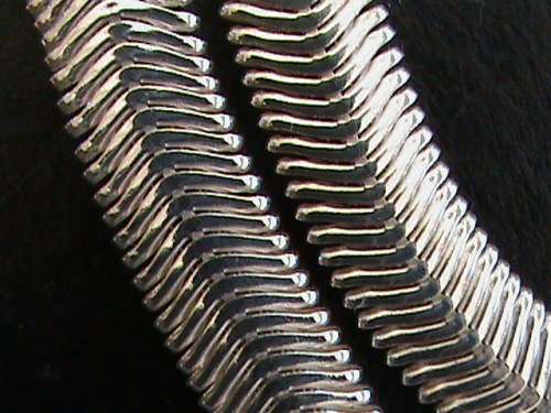 LARGE SOLID STERLING SILVER FLAT SNAKE CHAIN.  44 CM LONG.  10 MM WIDE