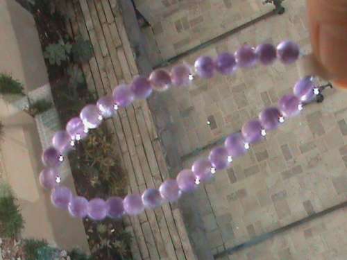 AMETHYST GEMSTONE BRACELET.  STRUNG ON ELASTIC