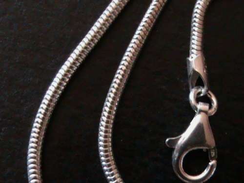 SOLID STERLING SILVER SNAKE CHAIN.   40 CM LONG X 1.8 MM THICK