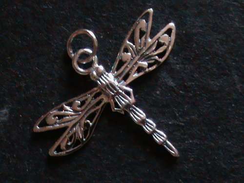 SOLID STERLING SILVER DRAGON FLY PENDANT........NICE NICE