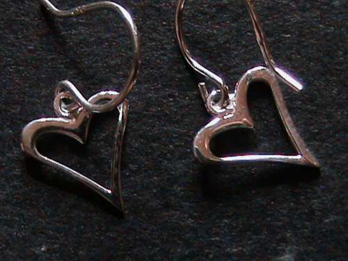 SOLID STERLING SILVER HEART EARRINGS