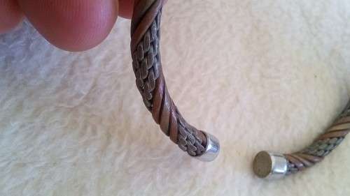 RED COPPER , BRASS AND METAL BRACELET.  ADJUSTABLE.  5 MM WIDE.