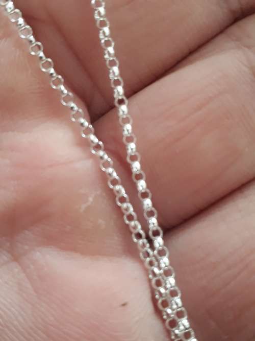 SOLID STERLING SILVER CHAIN .  50 CM LONG