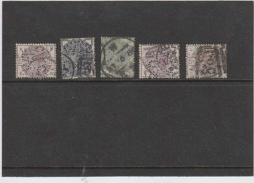 Great britain, QV, 5 perfins