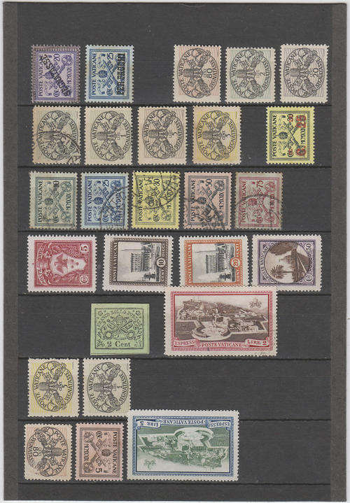 Vativan City, some early issues, used, MH, bottom ones spacefillers