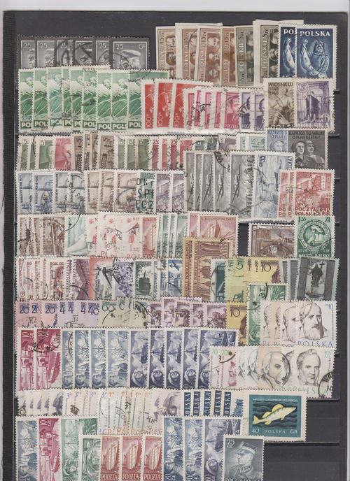 Poland, clearance spares 1945-'58, bottom row MH and MNH