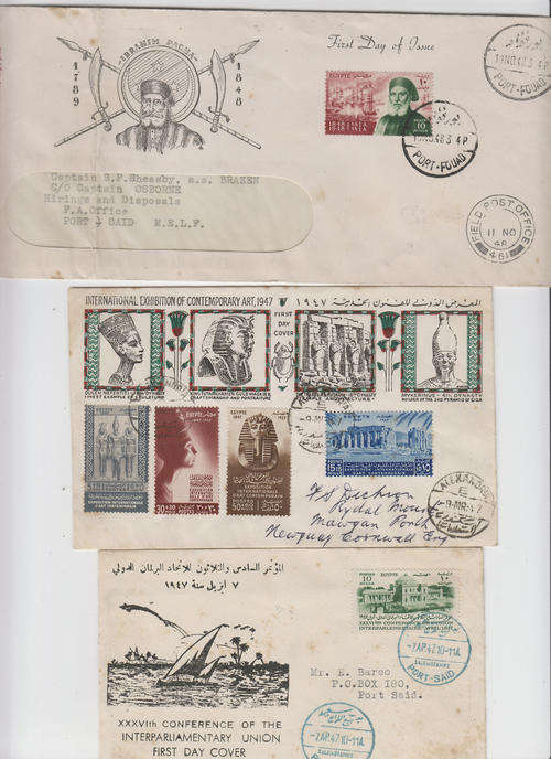 Egypt, three covers ,interesting postmarks (1947/8)