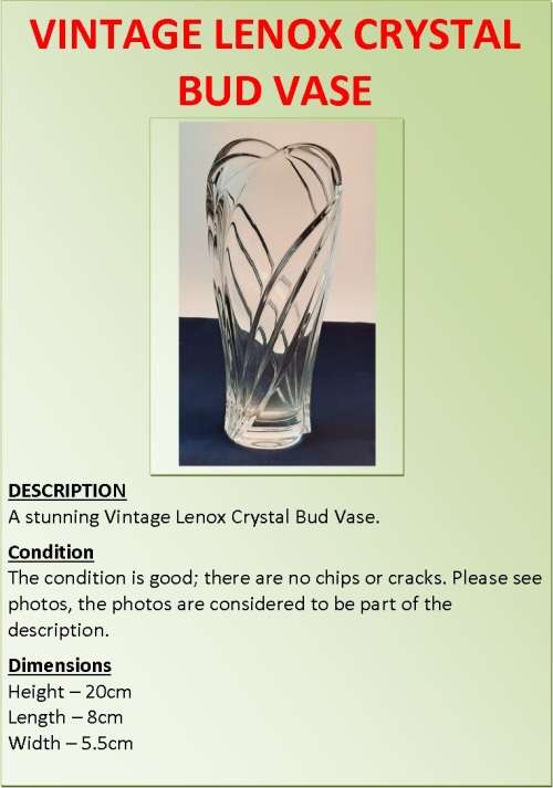 VINTAGE LENOX CRYSTAL BUD VASE