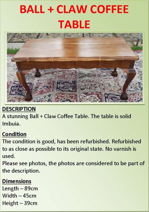 BALL + CLAW COFFEE TABLE