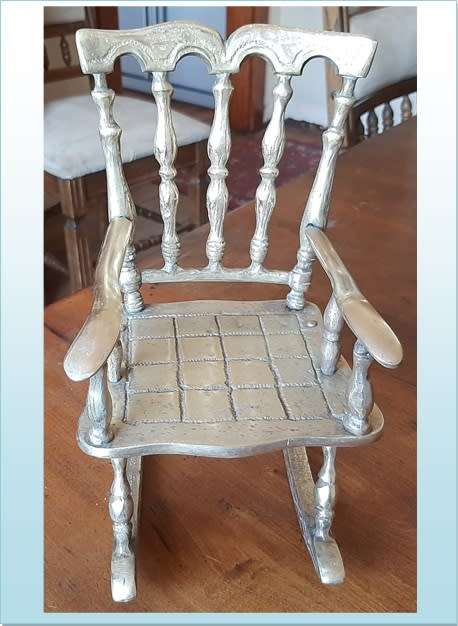ANTIQUE SOLID BRASS DOLLS ROCKING CHAIR