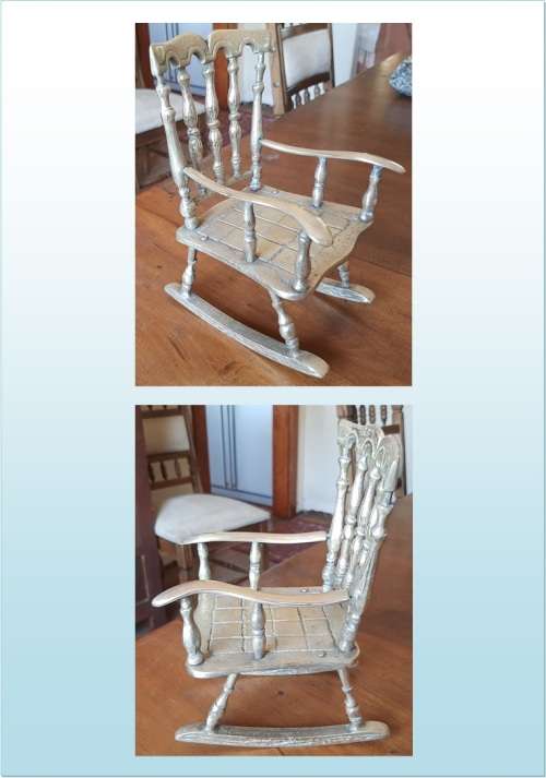ANTIQUE SOLID BRASS DOLLS ROCKING CHAIR