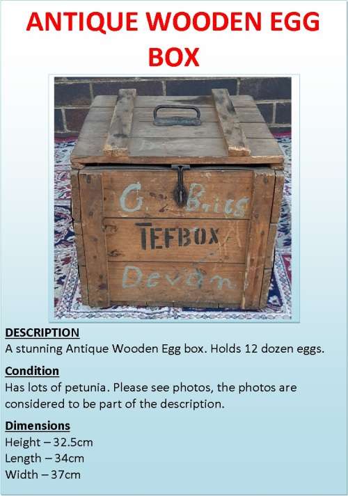 ANTIQUE WOODEN EGG BOX