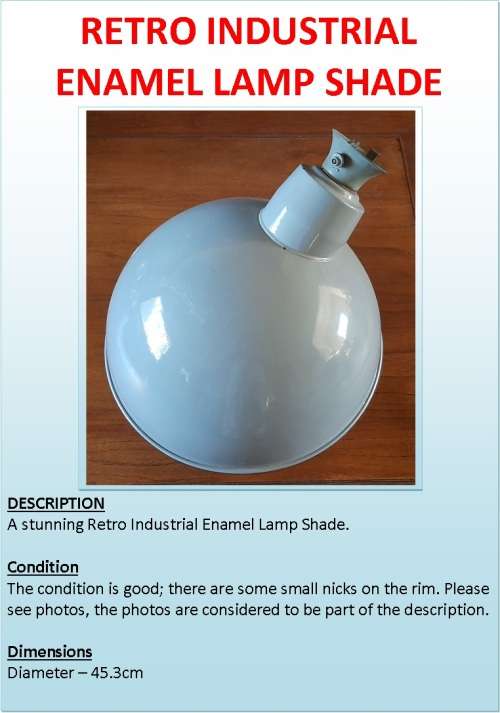 RETRO INDUSTRIAL ENAMEL LAMP SHADE