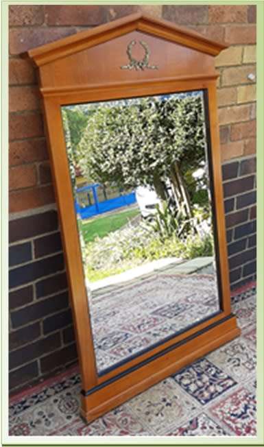 VINTAGE BEVELLED MIRROR  CHERRY WOOD FRAME
