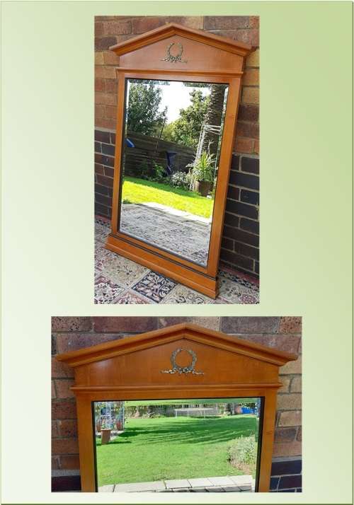 VINTAGE BEVELLED MIRROR  CHERRY WOOD FRAME