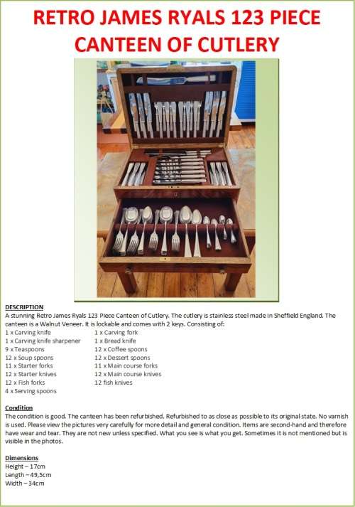 RETRO JAMES RYALS 123 PIECE CANTEEN OF CUTLERY