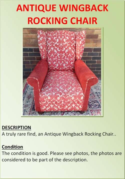 ANTIQUE WINGBACK ROCKING CHAIR