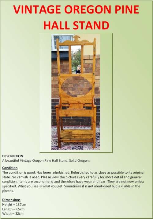 VINTAGE OREGON PINE HALL STAND