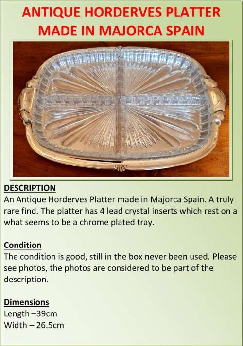 ANTIQUE HORDERVES PLATTER MADE IN MAJORCA SPAIN