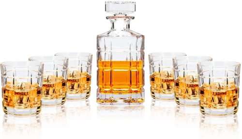 Brand New 7 Piece Crystal Clear Whiskey Decanter Set - Ready To Ship Items