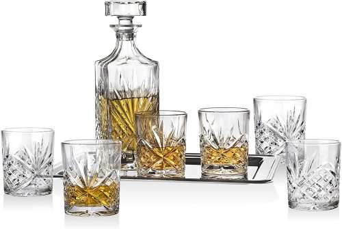 Brand New Crystal 7 Piece Whiskey Decanter Set - Ready To Ship Items
