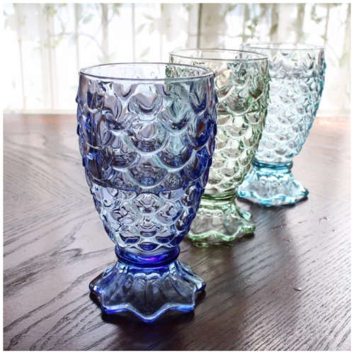 6 Piece Stylish Colourful Fish Scale Sturdy Glass Tumbler Set