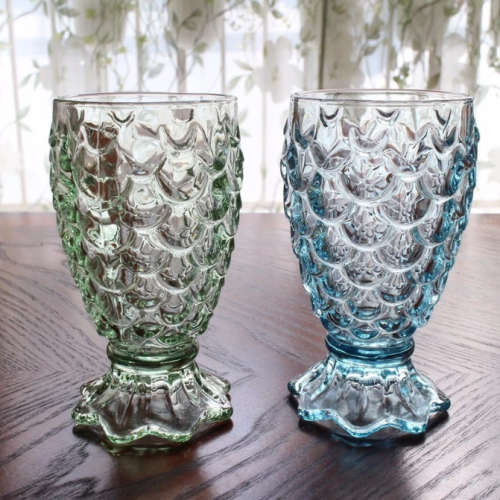 6 Piece Stylish Colourful Fish Scale Sturdy Glass Tumbler Set