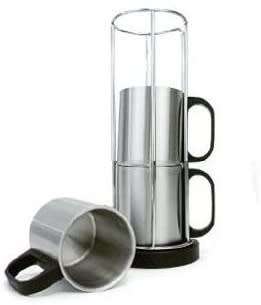 Brand New 4 Piece Stainless Steel  Stackable Coffee Mug Set for Camping