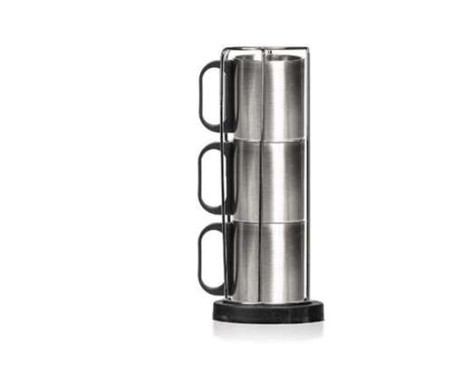 Brand New 4 Piece Stainless Steel  Stackable Coffee Mug Set for Camping