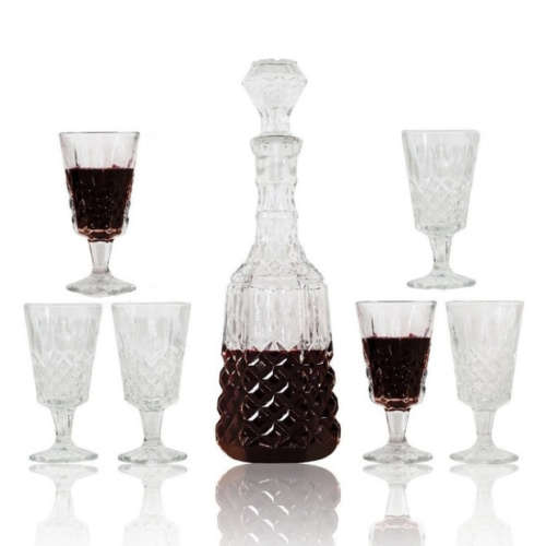 Seven (7) Piece Whiskey and Wine Decanter with Glasses Set - Ready To Ship Items