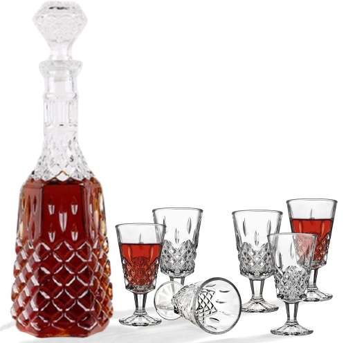 Seven (7) Piece Whiskey and Wine Decanter with Glasses Set - Ready To Ship Items