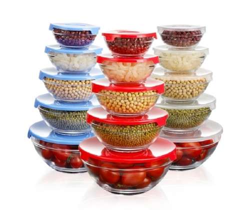 5 Piece Glass Food Storage Bowl Set