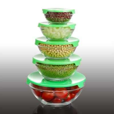 5 Piece Glass Food Storage Bowl Set