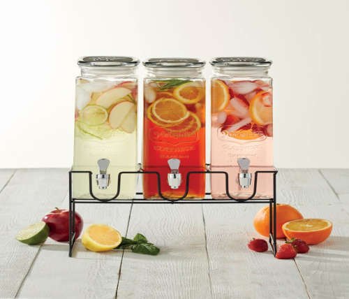 4 Piece Triple Clear 1.6 Litre Jar Bevarage Dispenser with Stand