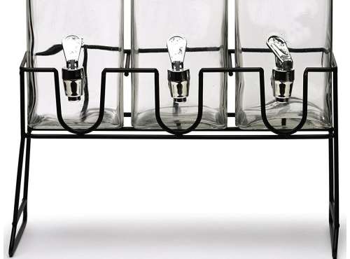 4 Piece Triple Clear 1.6 Litre Jar Bevarage Dispenser with Stand