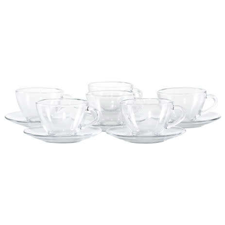 12 Piece Glass Tea Cup and Saucer Set