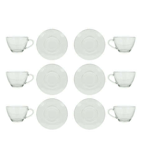 12 Piece Glass Tea Cup and Saucer Set
