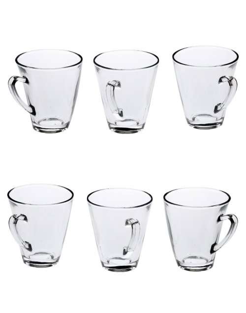 6 Piece Elegant Clear Glass Tea and Coffee Mug Set