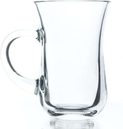6 Piece Elegant Clear Turkish Glass Tea and Coffee Mug Set