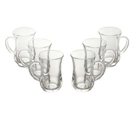 6 Piece Elegant Clear Turkish Glass Tea and Coffee Mug Set