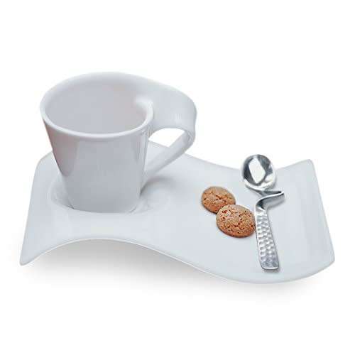 12 Piece Espresso Wave Design Art Cup and Saucer Set