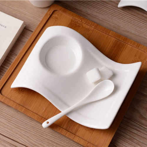 12 Piece Espresso Wave Design Art Cup and Saucer Set