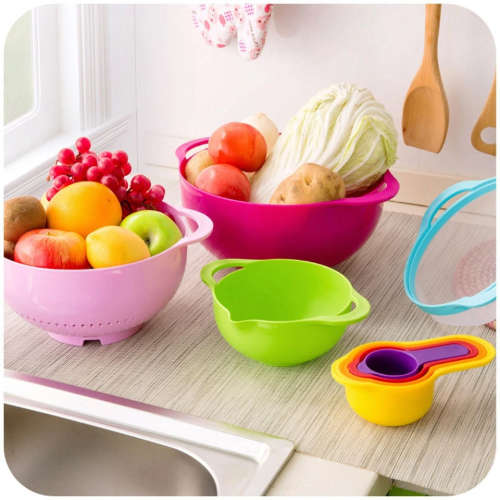 Brand New 8 Piece Rainbow Stackable Trendy Colourful Mixing Bowls